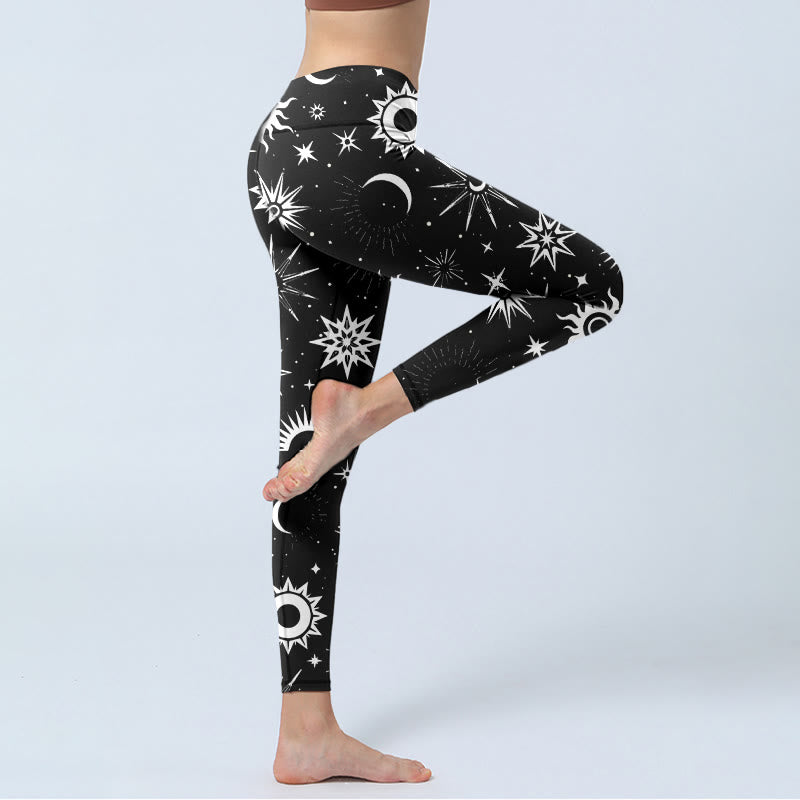Leggings de sport imprimés Buddha Stones, soleil, lune et étoiles, pantalons de yoga pour femmes - image 5