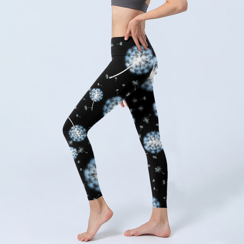 Leggings de sport à imprimé pissenlit blanc Buddha Stones pour femme, pantalon de yoga - image 3