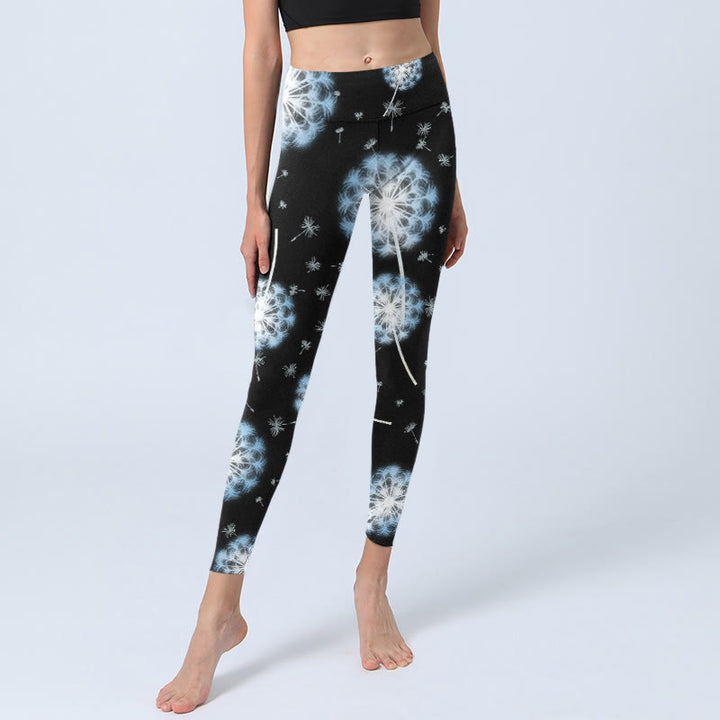 Leggings de sport à imprimé pissenlit blanc Buddha Stones pour femme, pantalon de yoga - image 5