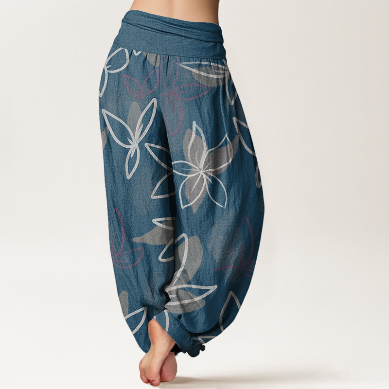 Pantalon sarouel décontracté à taille élastique pour femme avec motif floral et Buddha Stones - image 6