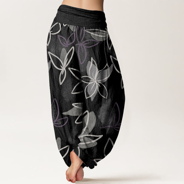 Pantalon sarouel décontracté à taille élastique pour femme avec motif floral et Buddha Stones - image 9