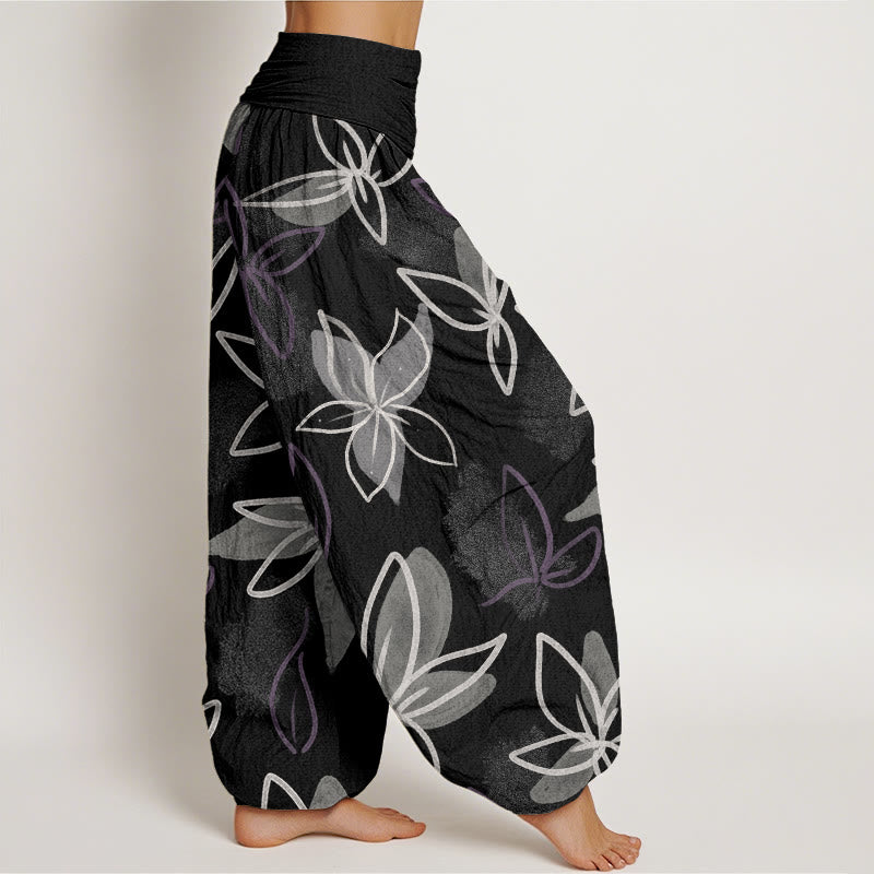 Pantalon sarouel décontracté à taille élastique pour femme avec motif floral et Buddha Stones - image 10