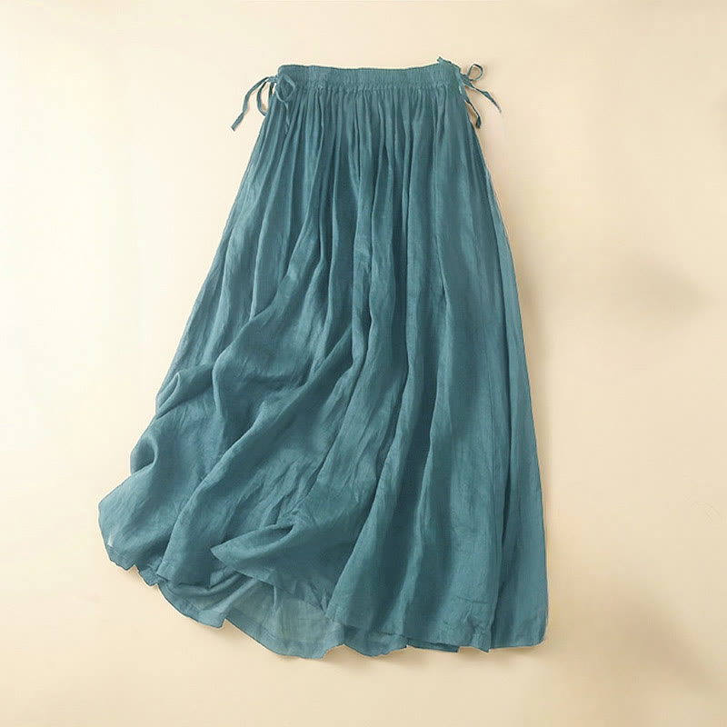 Jupe femme unie à lacets et taille élastique avec poches Buddha Stones - Sarcelle - US8-10，UK/AU12-14，EU40-42 (2XL) - image 0