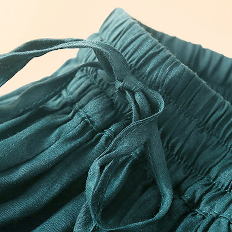 Jupe femme unie à lacets et taille élastique avec poches Buddha Stones - image 3