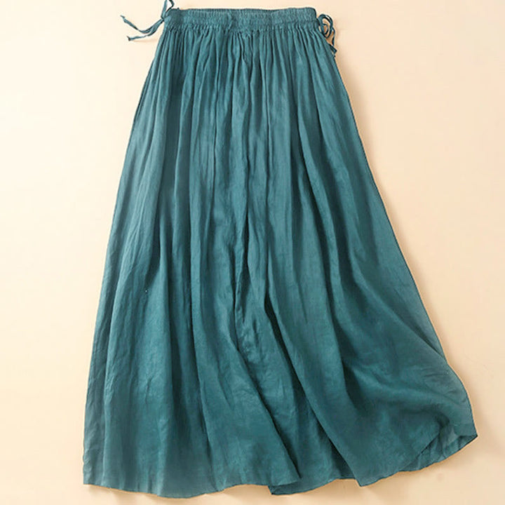 Jupe femme unie à lacets et taille élastique avec poches Buddha Stones - image 2