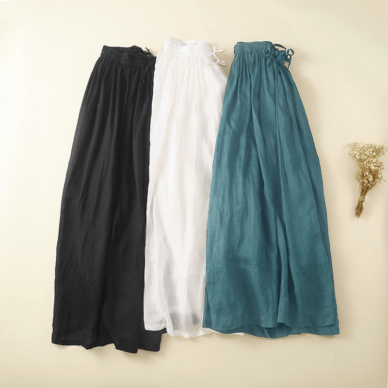 Jupe femme en coton uni à lacets et taille élastique avec poches Motif Buddha Stones - image 2