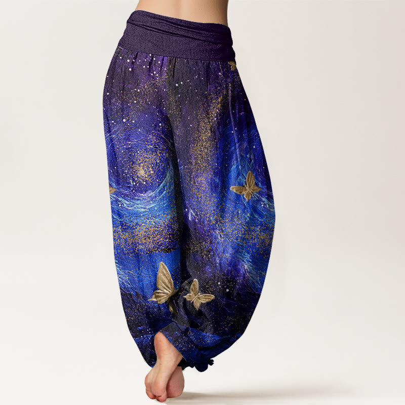 Pantalon sarouel décontracté à taille élastique pour femme, motif papillon et nébuleuses, Buddha Stones - image 2