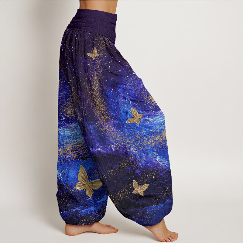 Pantalon sarouel décontracté à taille élastique pour femme, motif papillon et nébuleuses, Buddha Stones - image 3