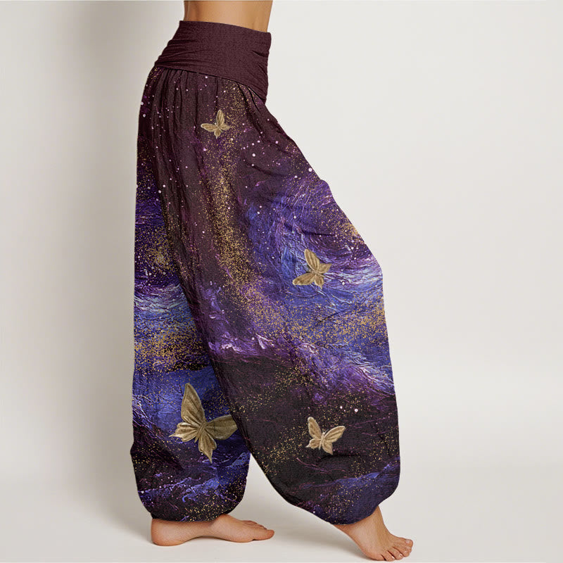 Pantalon sarouel décontracté à taille élastique pour femme, motif papillon et nébuleuses, Buddha Stones - image 7