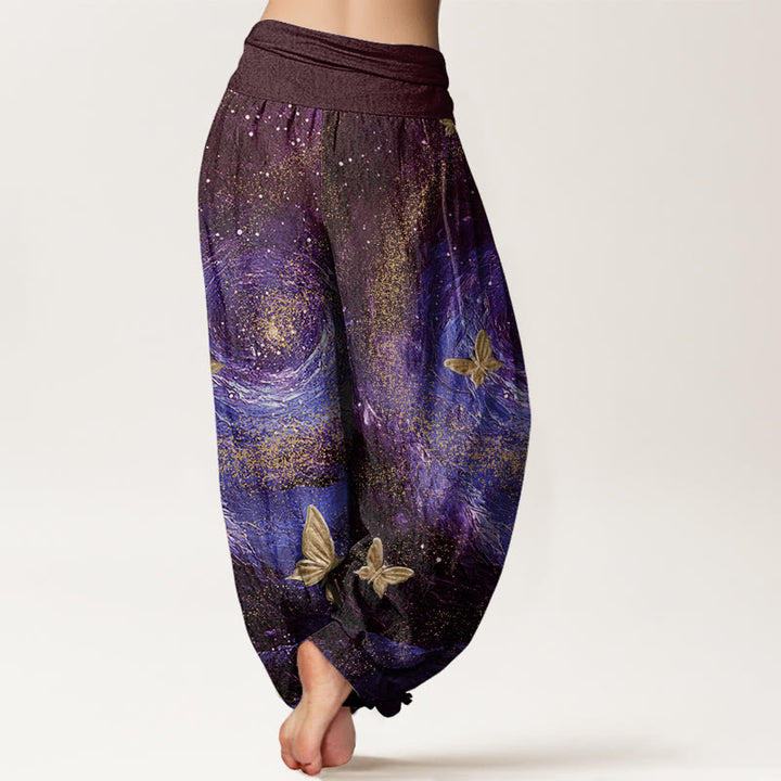 Pantalon sarouel décontracté à taille élastique pour femme, motif papillon et nébuleuses, Buddha Stones - image 6