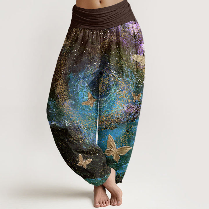 Pantalon sarouel décontracté à taille élastique pour femme, motif papillon et nébuleuses, Buddha Stones - Olive - US22，UK/AU26，EU54 (6XL) - image 8