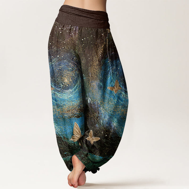 Pantalon sarouel décontracté à taille élastique pour femme, motif papillon et nébuleuses, Buddha Stones - image 9
