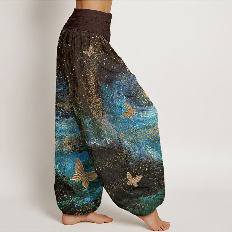 Pantalon sarouel décontracté à taille élastique pour femme, motif papillon et nébuleuses, Buddha Stones - image 10