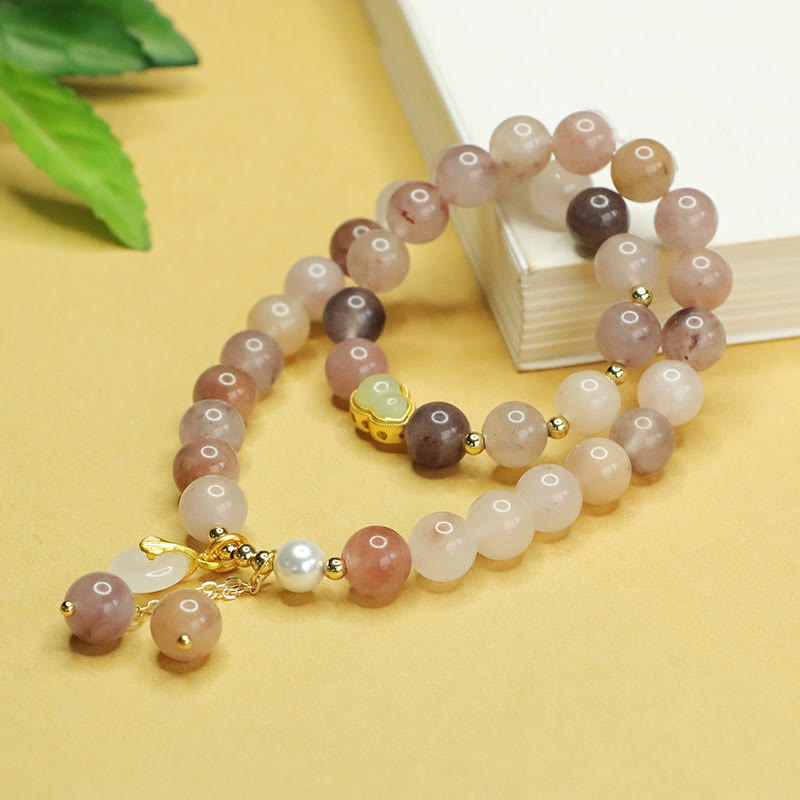 Bracelet porte-bonheur double couche en jade doré et soie naturelle avec Buddha Stones et boucle de paix