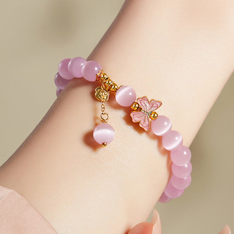 Bracelet de paix en argent sterling 925 avec pendentif papillon en jade Hetian œil de chat et Buddha Stones