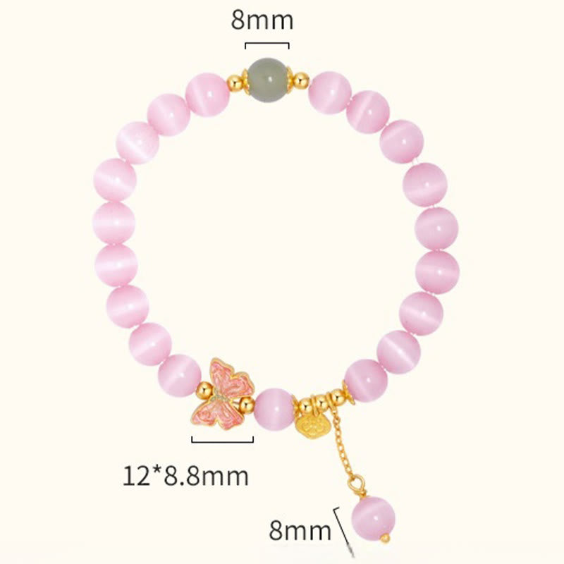 Bracelet de paix en argent sterling 925 avec pendentif papillon en jade Hetian œil de chat et Buddha Stones