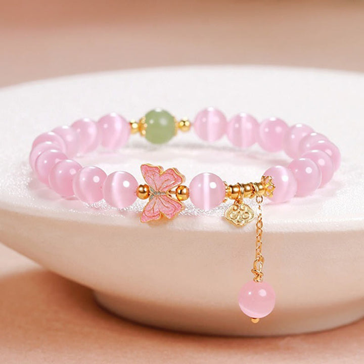 Bracelet de paix en argent sterling 925 avec pendentif papillon en jade Hetian œil de chat et Buddha Stones - Œil de chat (Tour de poignet : 17-19 cm) - image 0