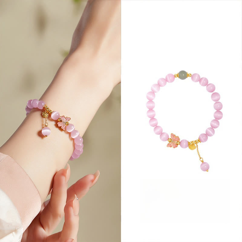 Bracelet de paix en argent sterling 925 avec pendentif papillon en jade Hetian œil de chat et Buddha Stones