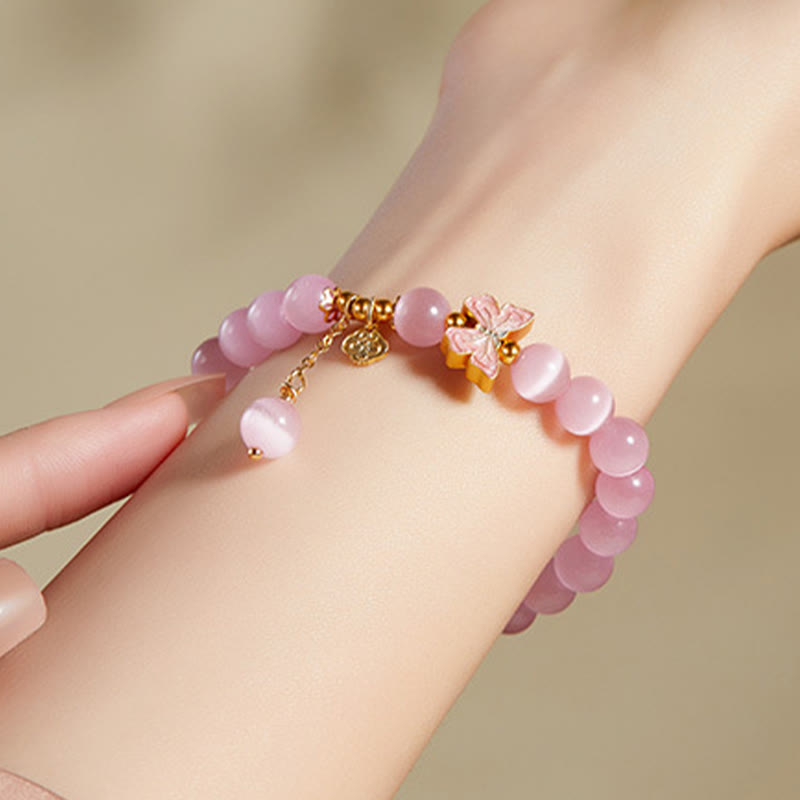 Bracelet de paix en argent sterling 925 avec pendentif papillon en jade Hetian œil de chat et Buddha Stones