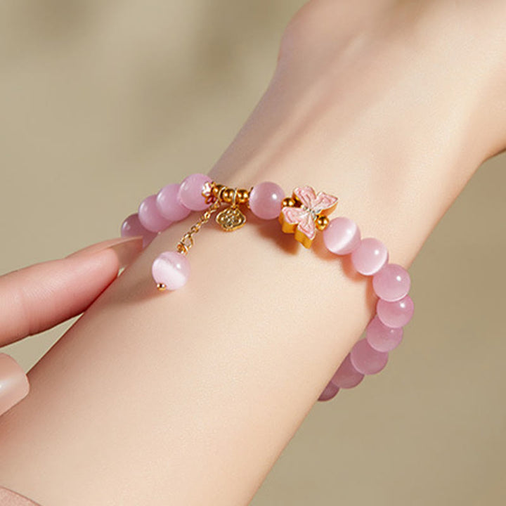 Bracelet de paix en argent sterling 925 avec pendentif papillon en jade Hetian œil de chat et Buddha Stones