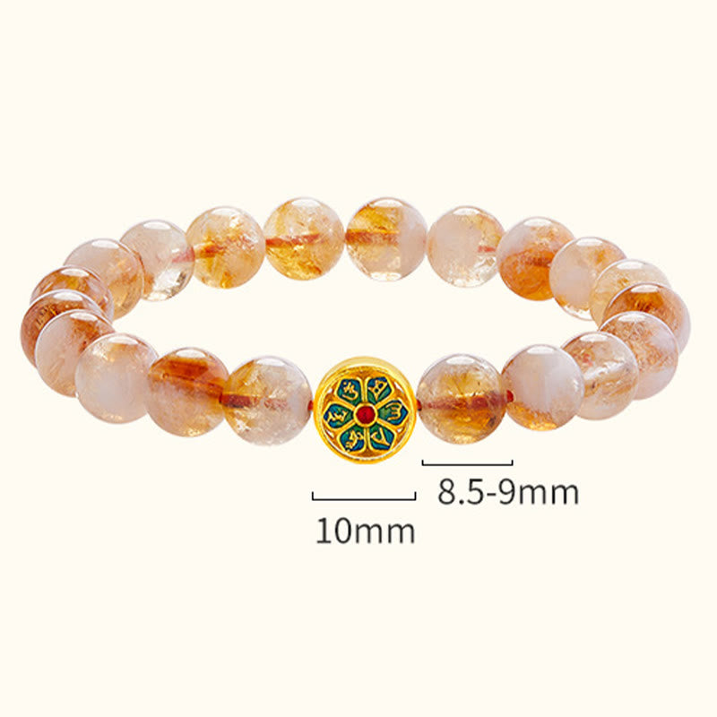 Bracelet de protection Om Mani Padme Hum en argent sterling 999 et citrine avec Buddha Stones