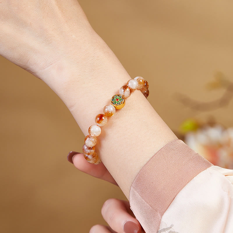 Bracelet de protection Om Mani Padme Hum en argent sterling 999 et citrine avec Buddha Stones