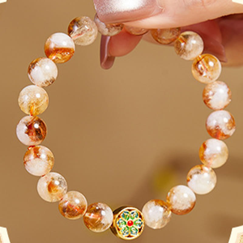 Bracelet de protection Om Mani Padme Hum en argent sterling 999 et citrine avec Buddha Stones