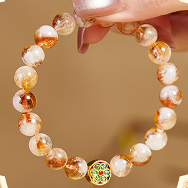 Bracelet de protection Om Mani Padme Hum en argent sterling 999 et citrine avec Buddha Stones