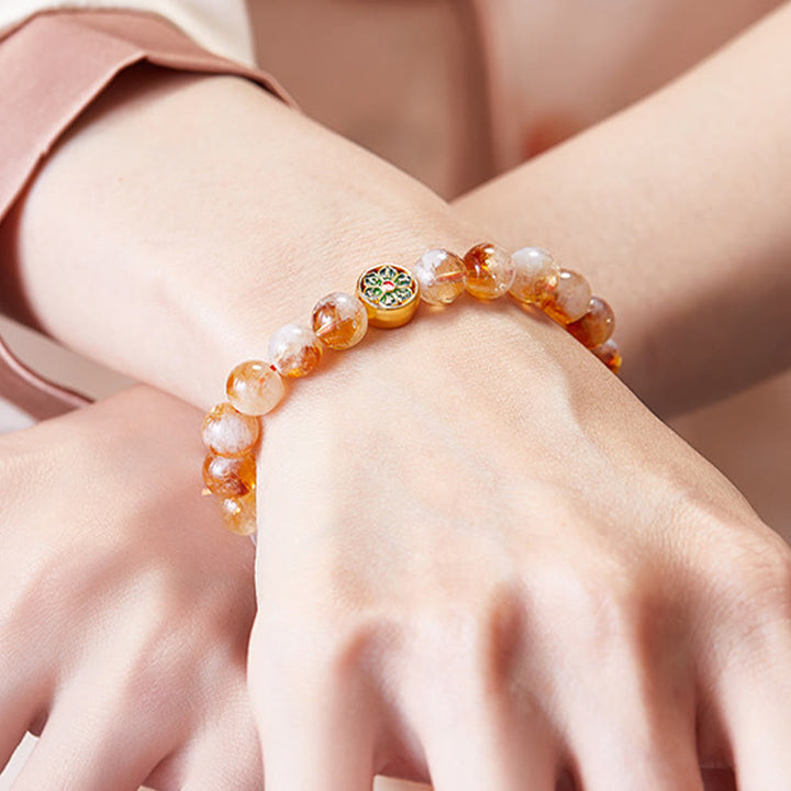 Bracelet de protection Om Mani Padme Hum en argent sterling 999 et citrine avec Buddha Stones