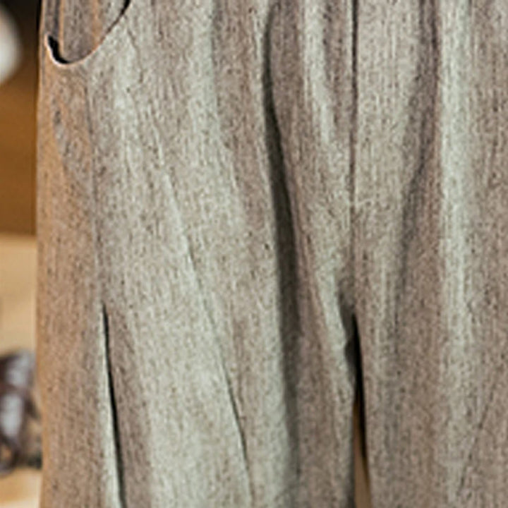 Pantalon décontracté en coton et lin avec cordon de serrage et poches pour homme, couleur unie, motif Buddha Stones - image 14