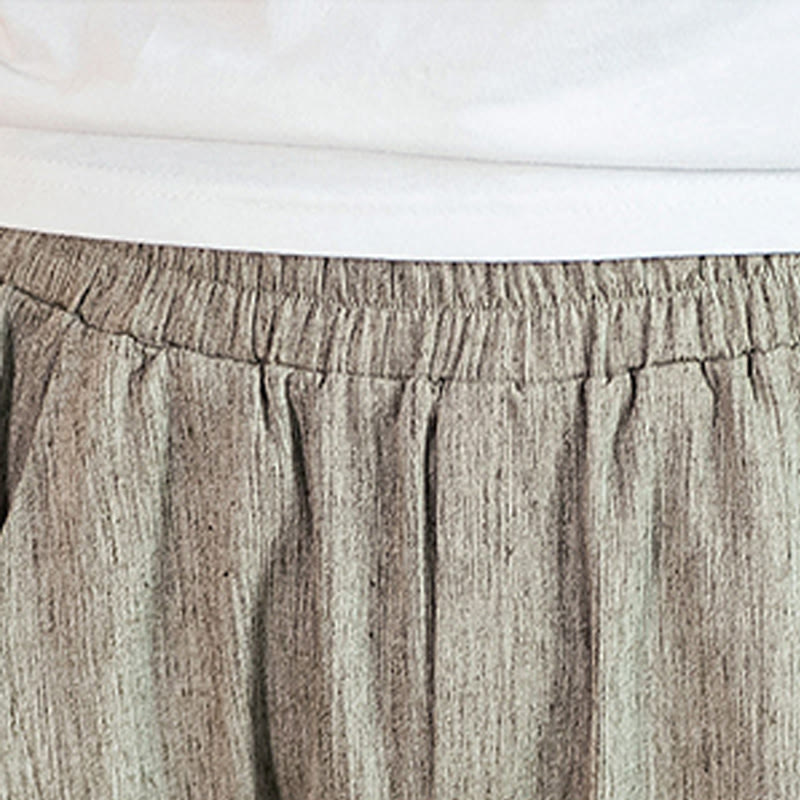 Pantalon décontracté en coton et lin avec cordon de serrage et poches pour homme, couleur unie, motif Buddha Stones - image 12