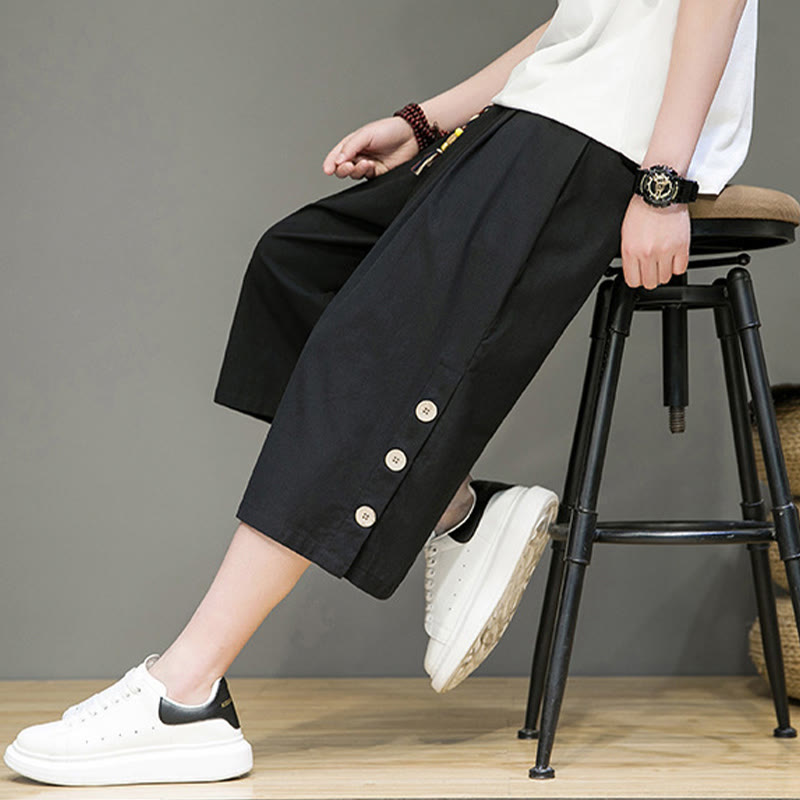 Pantalon court décontracté en coton uni avec cordon de serrage et poches pour homme Motif Buddha Stones - image 15