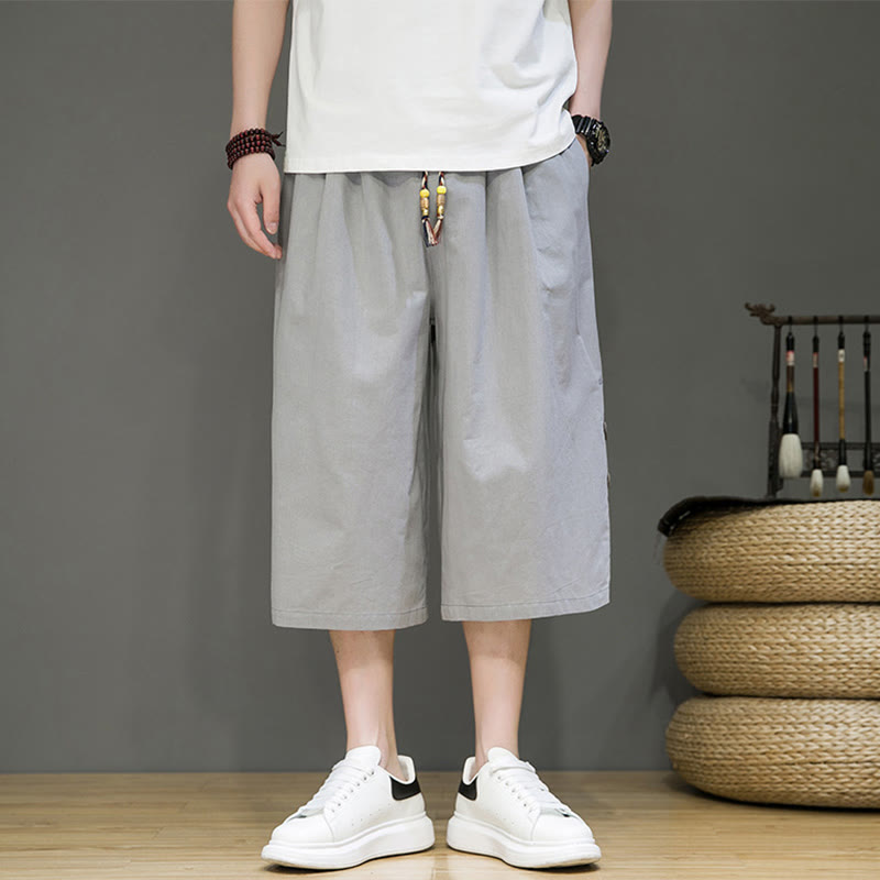 Pantalon court décontracté en coton uni avec cordon de serrage et poches pour homme Motif Buddha Stones - Gris clair - US/UK/AU46，EU56 (5XL) - image 29