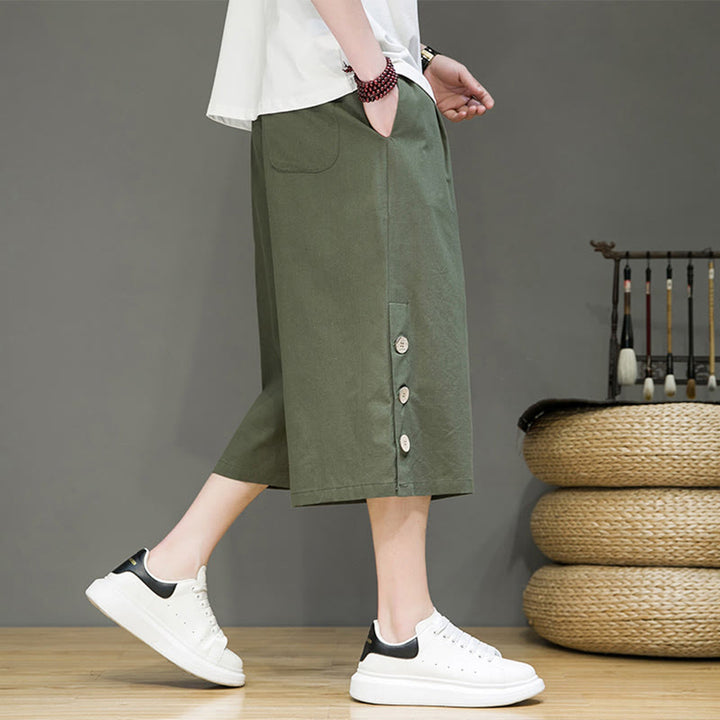 Pantalon court décontracté en coton uni avec cordon de serrage et poches pour homme Motif Buddha Stones - image 20