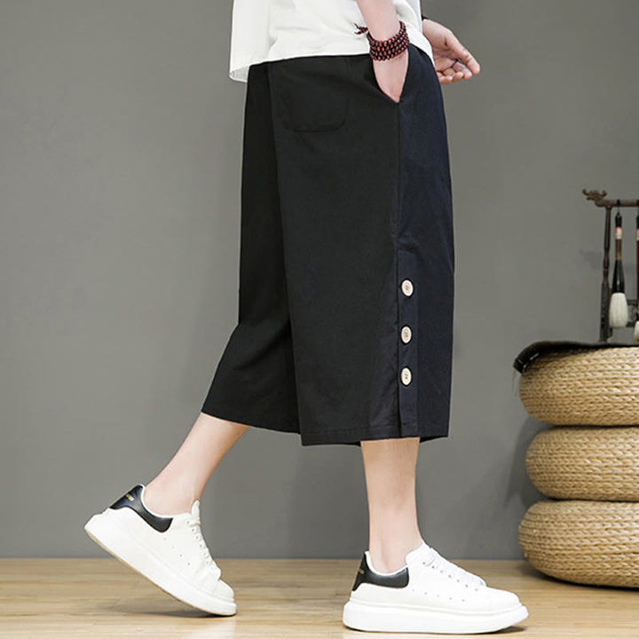 Pantalon court décontracté en coton uni avec cordon de serrage et poches pour homme Motif Buddha Stones - image 10