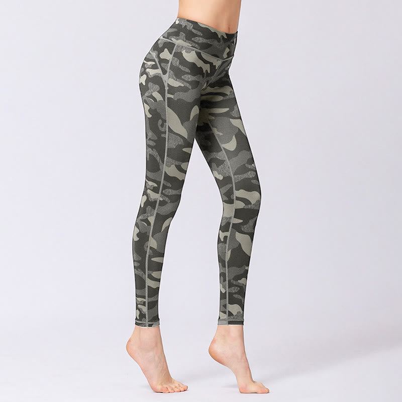 Leggings taille haute pour femme avec imprimé camouflage Buddha Stones pour le sport, le fitness, le yoga