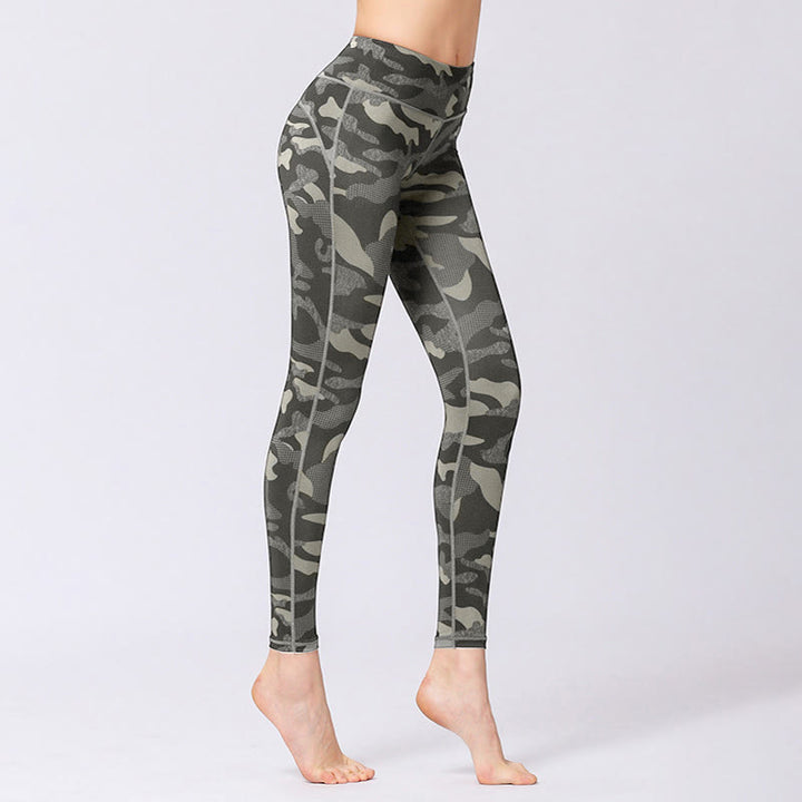 Leggings taille haute pour femme avec imprimé camouflage Buddha Stones pour le sport, le fitness, le yoga