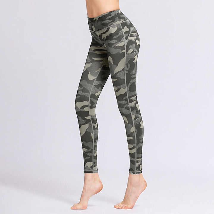 Leggings taille haute pour femme avec imprimé camouflage Buddha Stones pour le sport, le fitness, le yoga