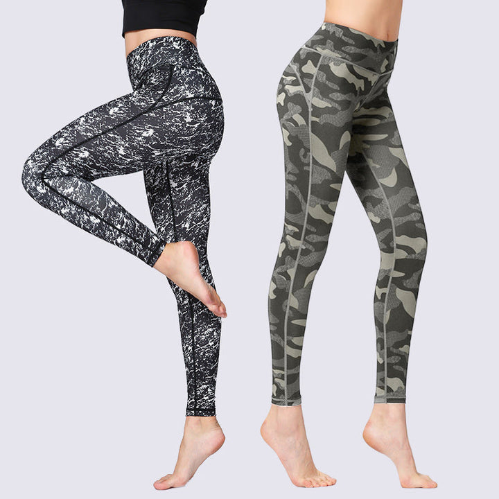 Leggings taille haute pour femme avec imprimé camouflage Buddha Stones pour le sport, le fitness, le yoga - image 0