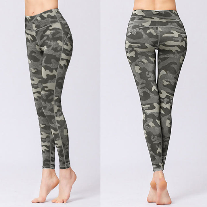 Leggings taille haute pour femme avec imprimé camouflage Buddha Stones pour le sport, le fitness, le yoga