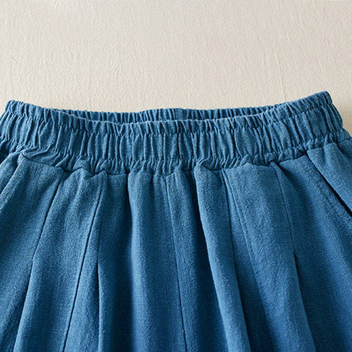 Pantalon pour femme en coton et lin uni avec poches Buddha Stones