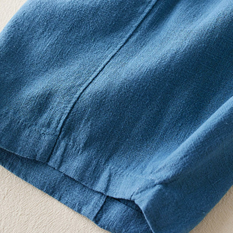 Pantalon pour femme en coton et lin uni avec poches Buddha Stones - image 19