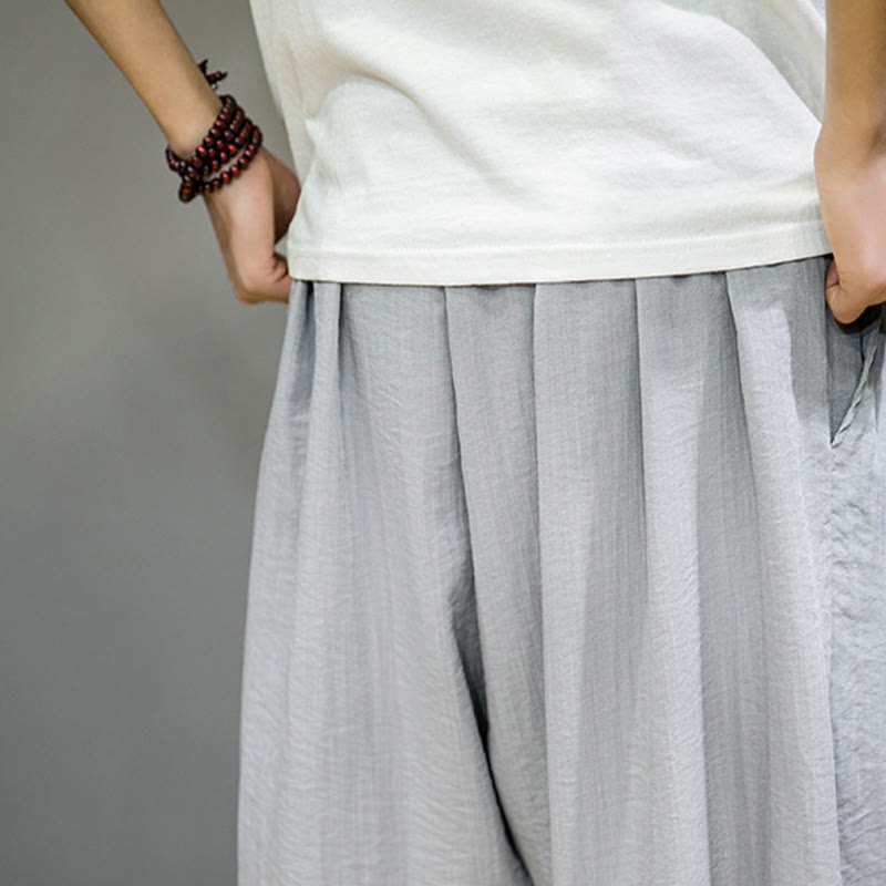 Pantalon Buddha Stones d'été en coton uni avec cordon de serrage et poches pour homme, longueur cheville - image 19