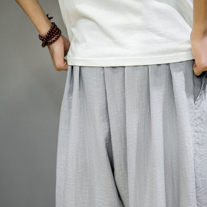 Pantalon Buddha Stones d'été en coton uni avec cordon de serrage et poches pour homme, longueur cheville - image 19