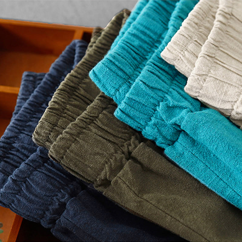 Pantalon sarouel décontracté en coton et lin pour femme avec poches, longueur 7-8, Buddha Stones - image 34