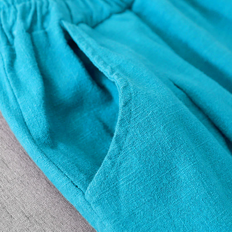 Pantalon sarouel décontracté en coton et lin pour femme avec poches, longueur 7-8, Buddha Stones - image 17