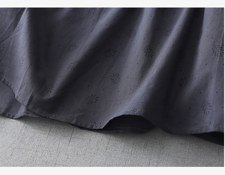 Robe mi-longue décontractée en coton et lin avec poches et boutons, style Buddha Stones, couleur unie, col ras du cou, manches courtes - image 4