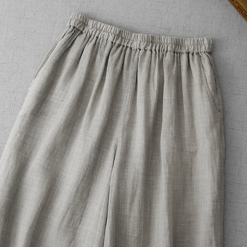 Pantalon court ample en coton avec poches pour femme, motif Buddha Stones , couleur unie, broderie en dentelle - image 9