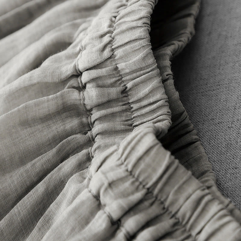 Pantalon court ample en coton avec poches pour femme, motif Buddha Stones , couleur unie, broderie en dentelle - image 10