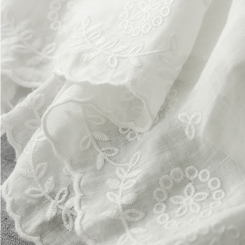 Pantalon court ample en coton avec poches pour femme, motif Buddha Stones , couleur unie, broderie en dentelle - image 6